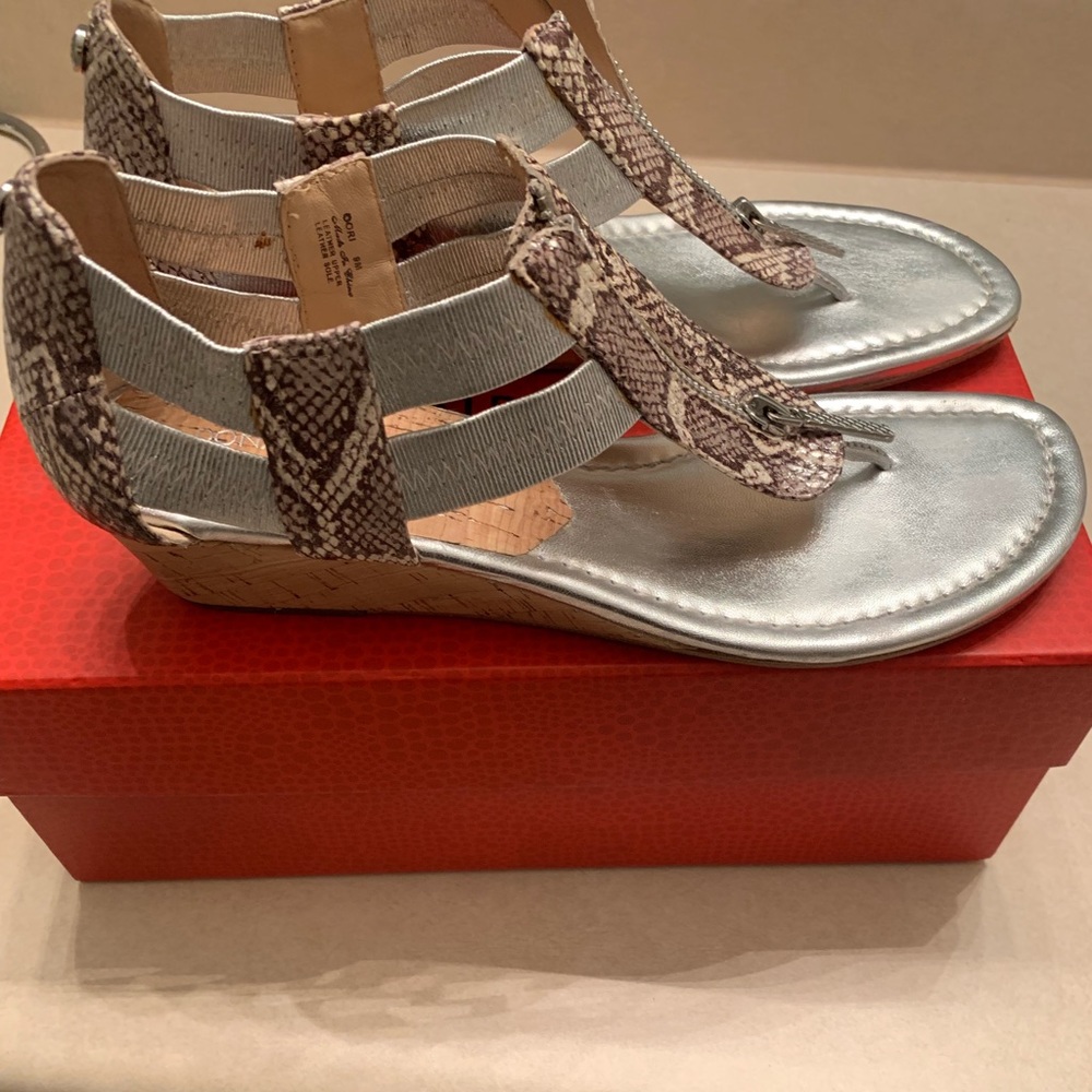 Donald J Pliner silver snake print sandals